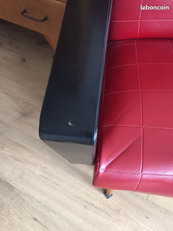 Fauteuil vintage rouge et noir (image 2)