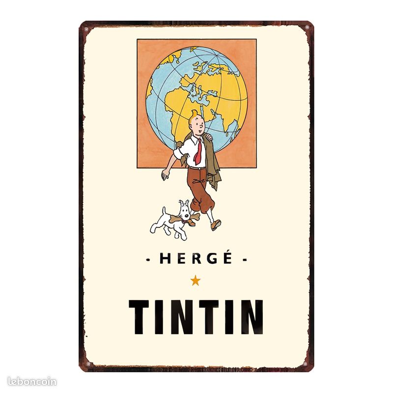 Plaque en métal vintage TINTIN & MILOU 20x30 cm (image 1)