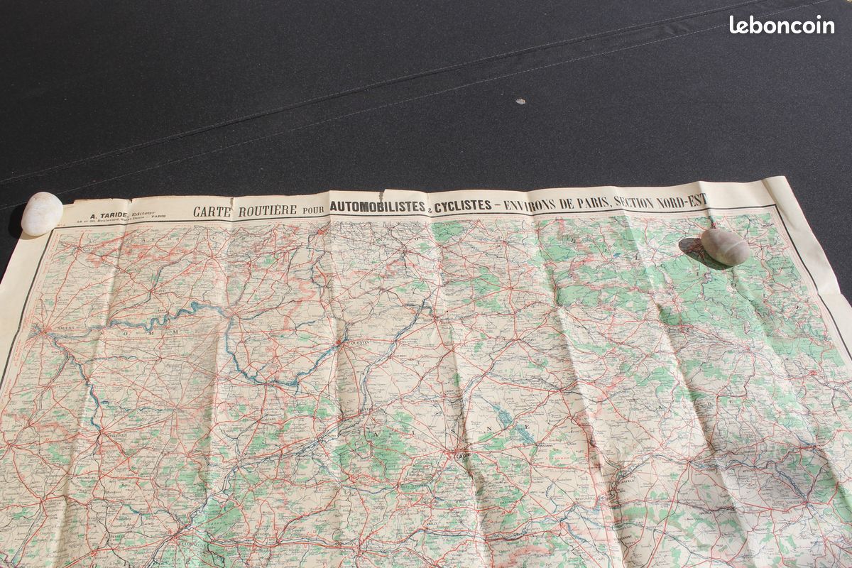 Carte routière ancienne pour Automobilistes et Cyclistes environ PARIS et section Nord-Est (image 2)