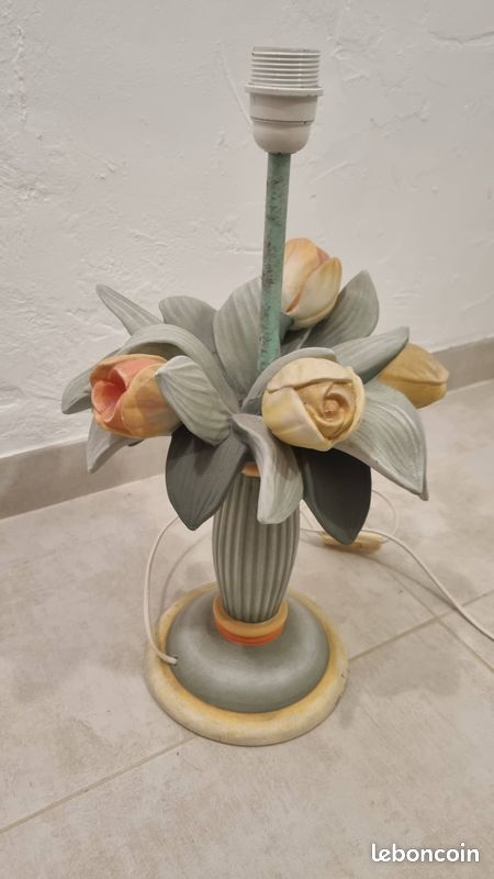 Tulipe En Cristal Vert Pour Lampe Vintage Années 60 – Verre, Reliefs, état Parfait