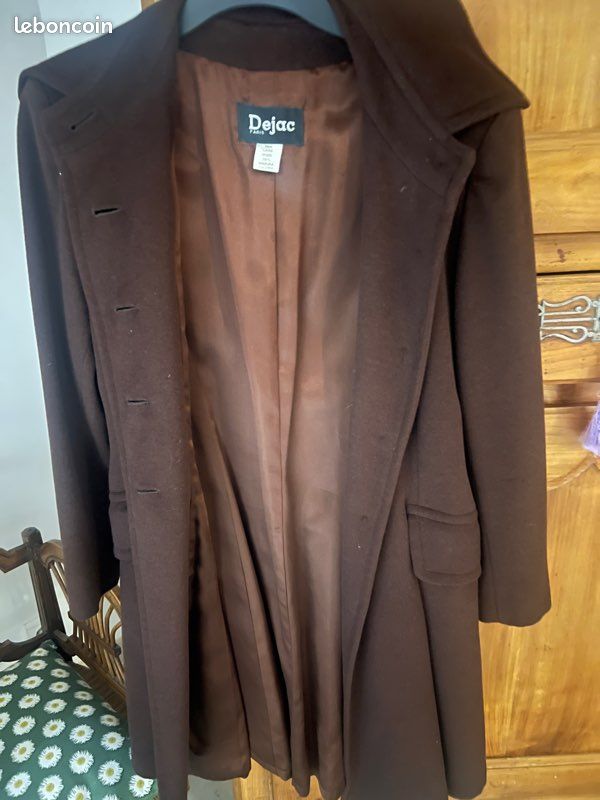 Manteau vintage premium marron laine cachemire angora (image 6)