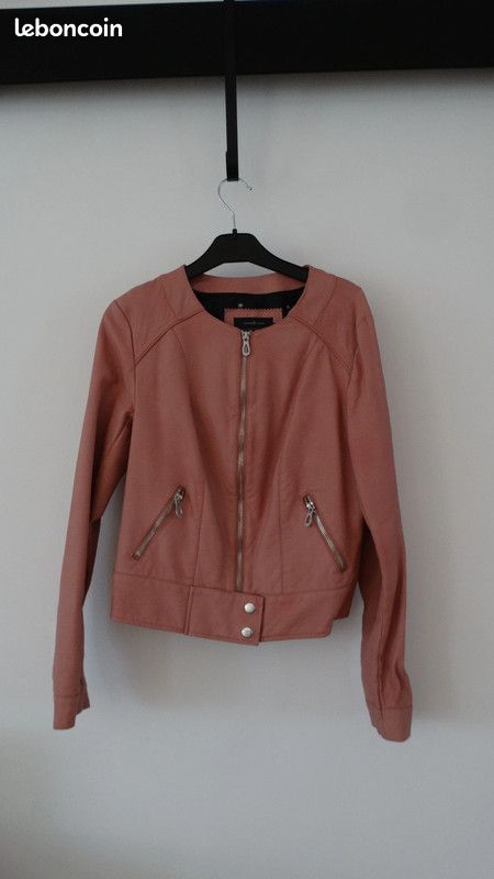 Veste cuir rose (image 1)