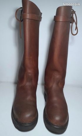 Bottes Paraboot Saumur - Taille 43.5-44 EU, Cuir Marron, Vintage, Style Motard