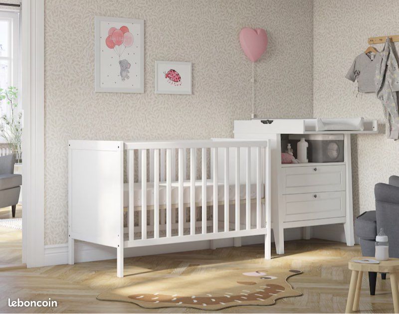 Lit Bébé ( 2 hauteurs ) avec matelas (image 3)