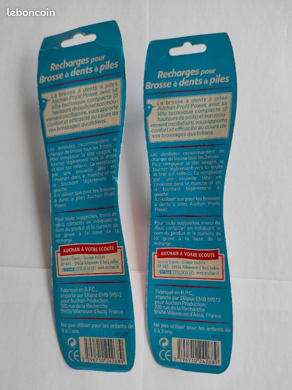 Recharges pour brosses à dents sur piles Auchan TBE (image 3)