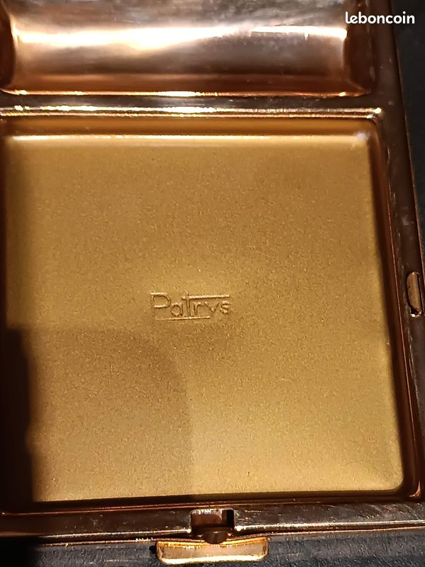 Poudrier Vintage Des Années 1940/50 En Cuir Et Métal Camel - Très Bon état - Occasion