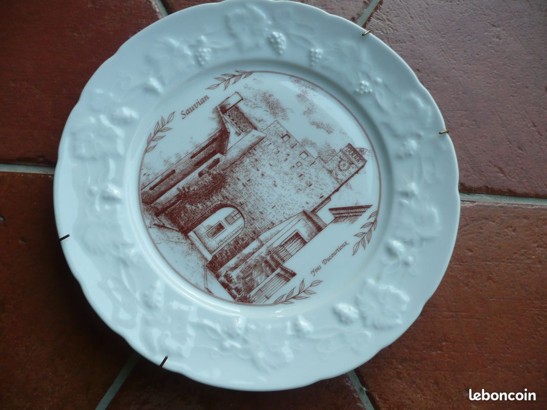 Ancien Dessous De Plat Villeroy & Boch édition Mairie De Haspres – Céramique Et Bois Signé Yves Ducourtioux