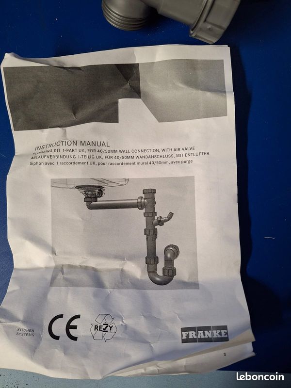 Kit franke plomberie 1 connection - siphon - ref 112.0059.946 (image 2)