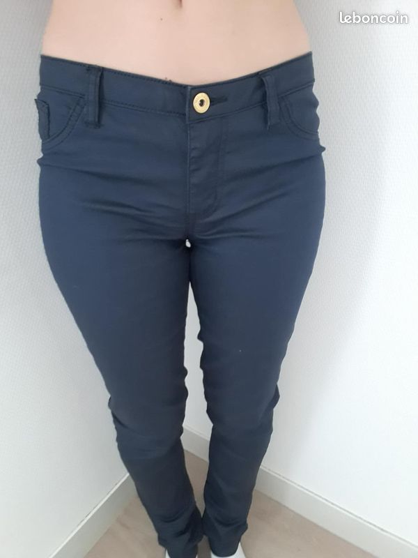 Pantalon enduit bleu marine Vila Vêtements