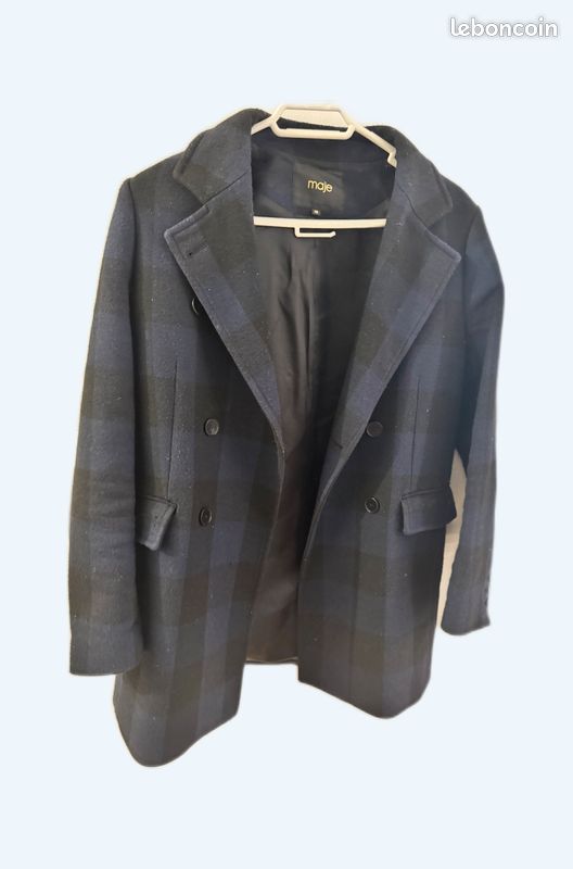 Manteau Maje à carreaux laine 36 Vêtements