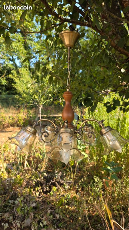 Lustre verre et bois (image 10)
