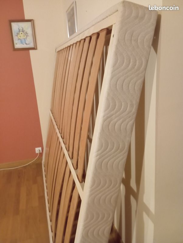 Sommier à lattes en 160 par 200 cm, hauteur 14 cm, avec pieds (image 2)