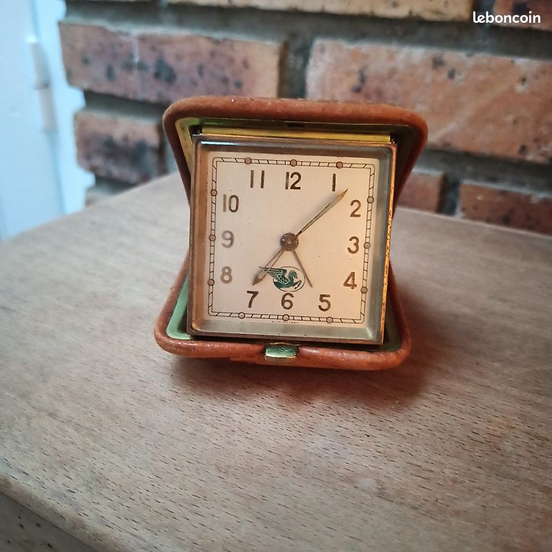 Réveil De Voyage Vintage H.A.C - Étui En Cuir Beige - Design Antichoc - Fonctionnel