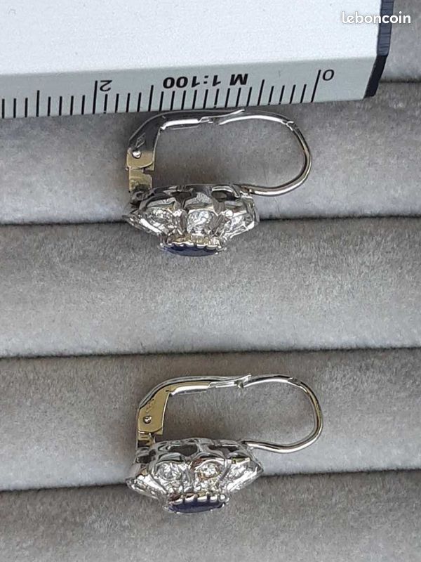 Boucles d'oreilles diamants dormeuses en or blanc et jaune 18k