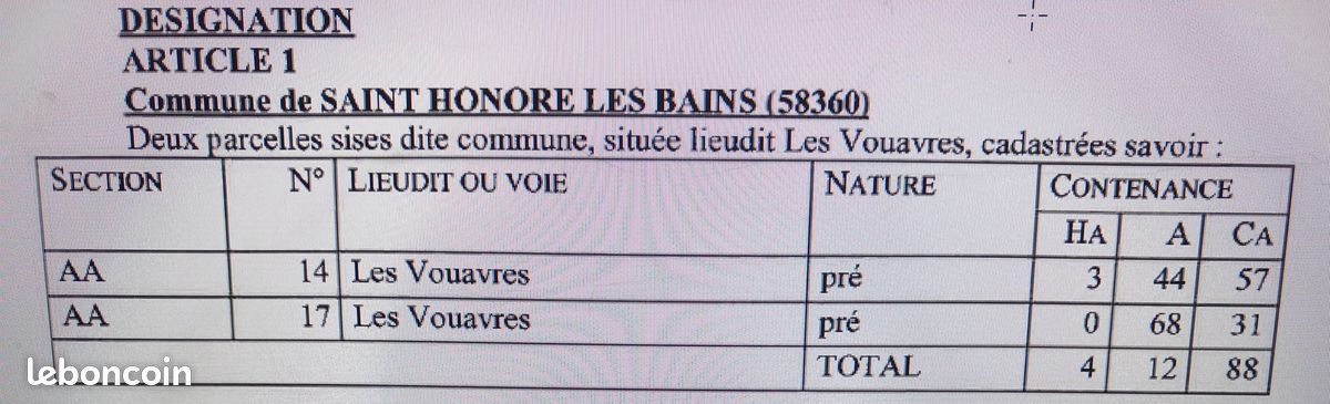 Terrain à vendre à Les Vouavres · à Saint-Honoré-les-Bains · 50 000 €