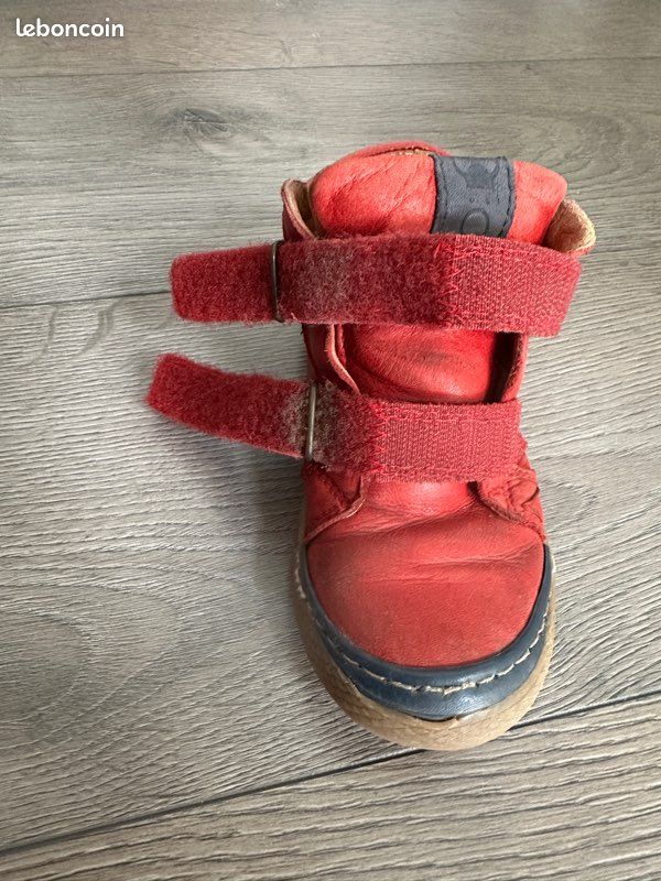 Chaussures montantes scratchs Norvik cuir rouge – 27 (image 17)