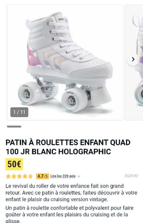 Patin à roulettes enfant QUAD 100 JR blanc holographic