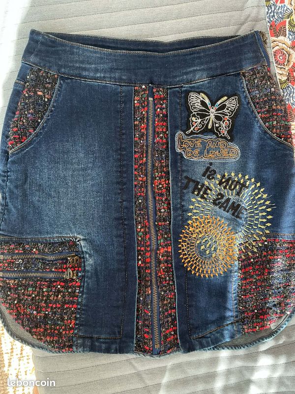 Jupe Jeans Desicolor Pour Fille 8-10 Ans - Bleu Denim - Peu Portée