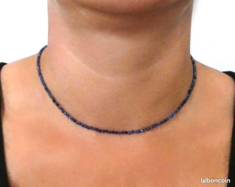 Collier fin perles naturelles femmes, véritable pierres , multicolore, ras de cou neufs (image 8)