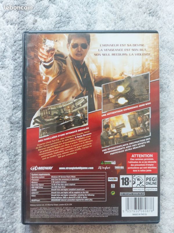 Jeu PC Stranglehold - Version Française - Bon état - Vendeur Professionnel
