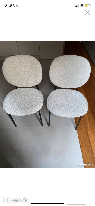 4 Chaises rembourrées en tissu bouclé beige Westwing (image 4)