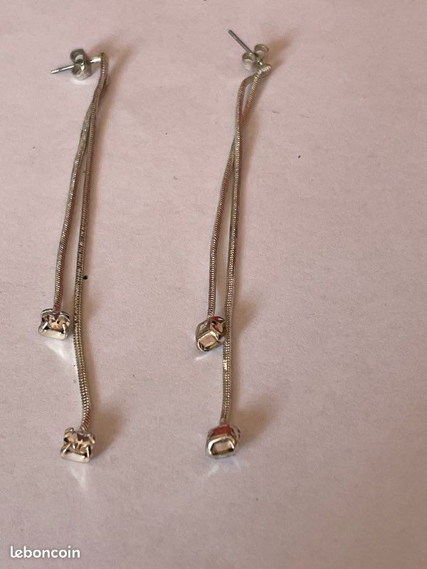 Boucles D'oreilles Anciennes En Argent Sterling - Sans Fermoir - Vintage