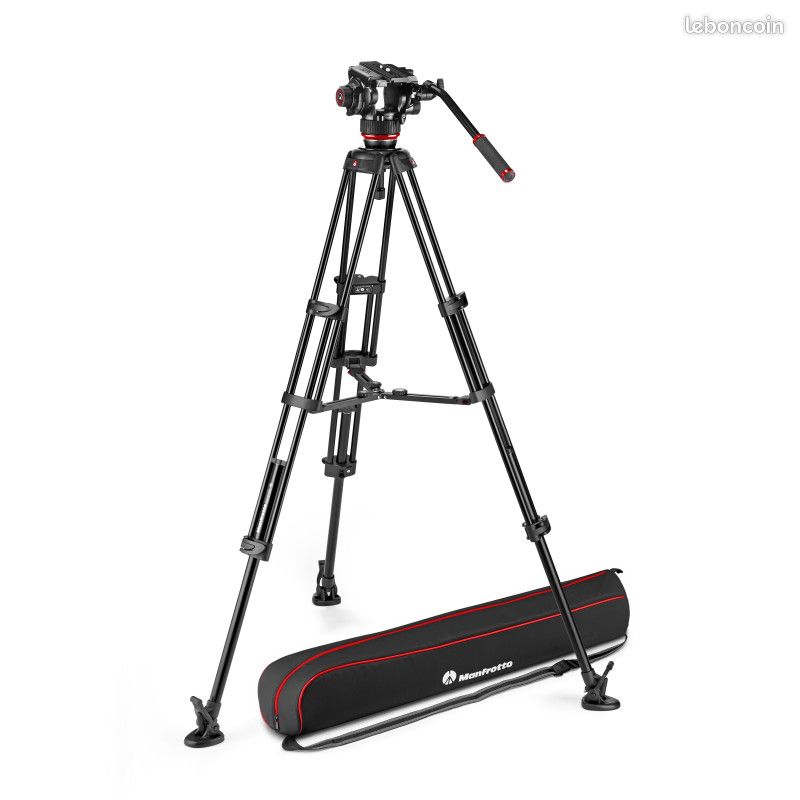 Manfrotto 504X Trépied à tête fluide ALU 3 sections + Dolly à roulettes (image 1)