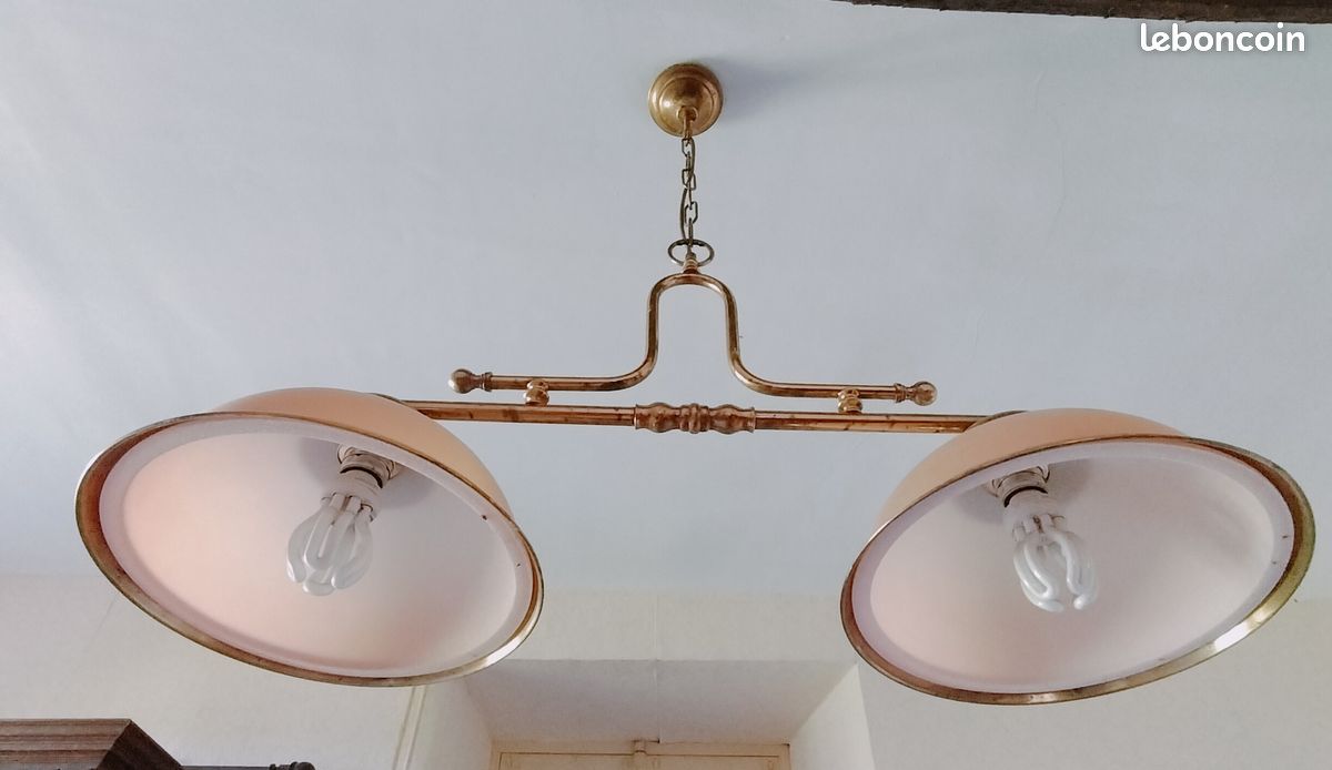Lustre de billard en laiton avec 2 globes en verre - LV31 (image 7)