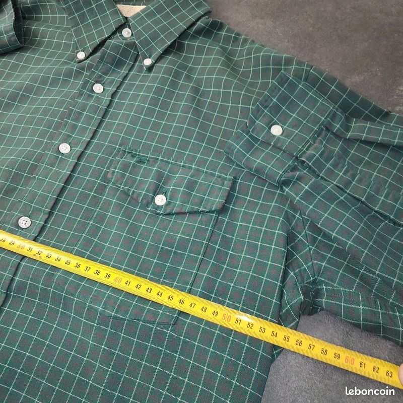 Chemise à carreaux oversize beige vert vintage des années 90 à manches courtes par Falls Creek taille XL - Canada