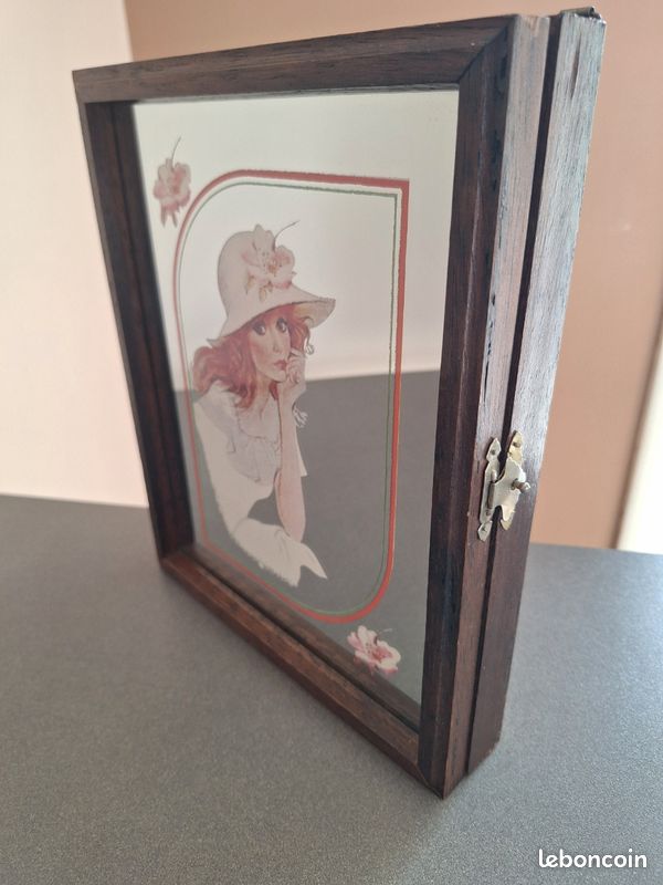 Boîte à clés murale vintage miroir sérigraphié années 70/80 (image 3)
