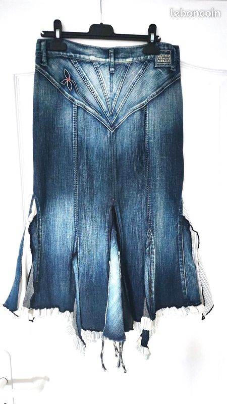 Jupe Longue Girbaud – Taille 34, Bleue, En Coton/élasthanne – Occasion Très Bon état, Style évasé Années 90