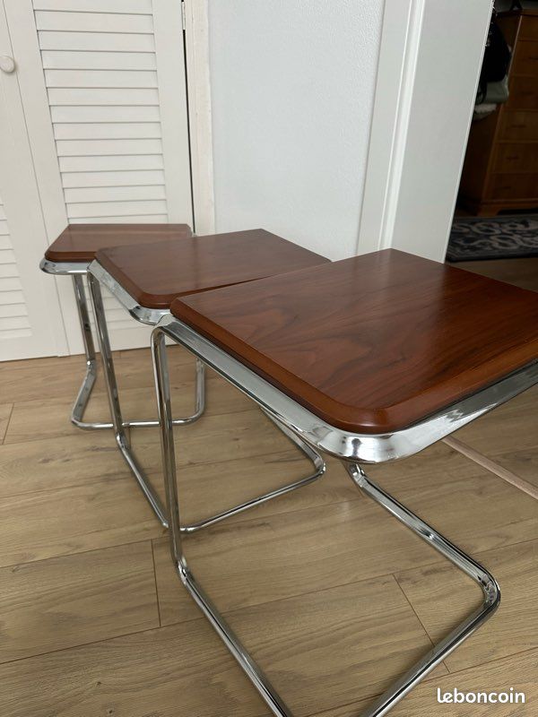 Lot de 3 Tables Gigognes Vintage – Style Bauhaus / Années 70 (image 3)