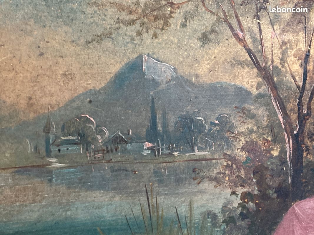 Tableau, peinture sur Céramique "Femme lisant au bord de l'eau" (image 4)