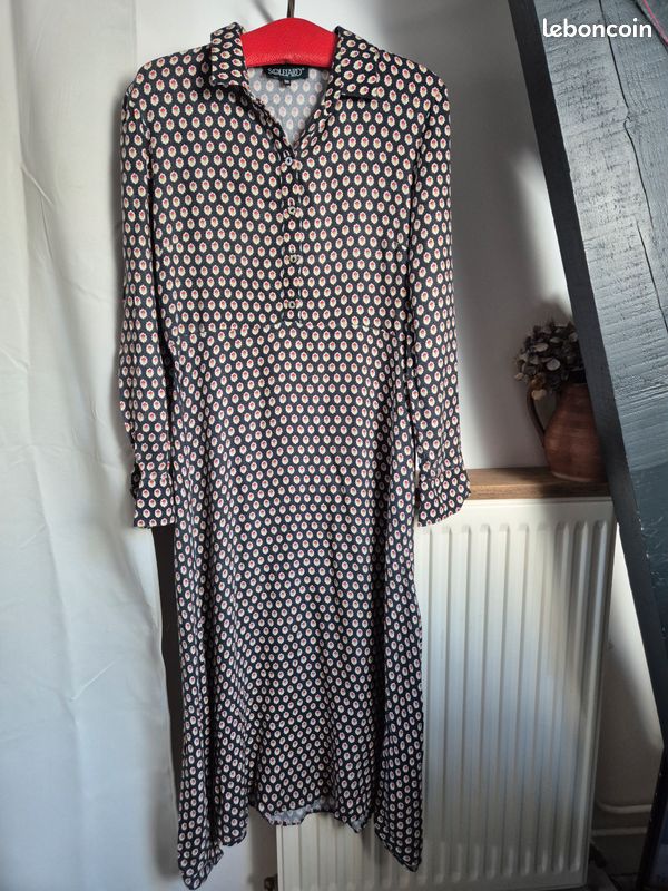 Robe longue haut forme chemise souleiado 38 joli imprimé fleur