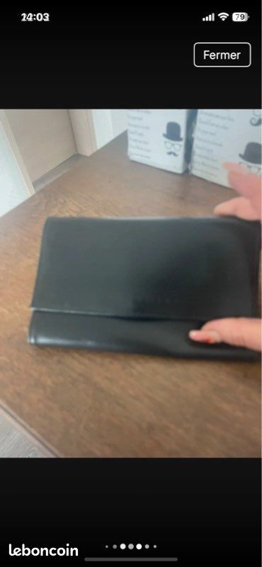 Porte feuille porte monnaie séquoia cuir noir bon état (image 18)