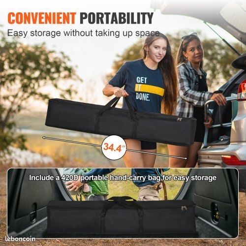 Écran de projection VEVOR avec support, 120 pouces HD 4K, utilisable en intérieur et extérieur, pliable et portable, format 16:9, idéal pour le home cinéma, le camping, les loisirs, etc., noir (image 4)