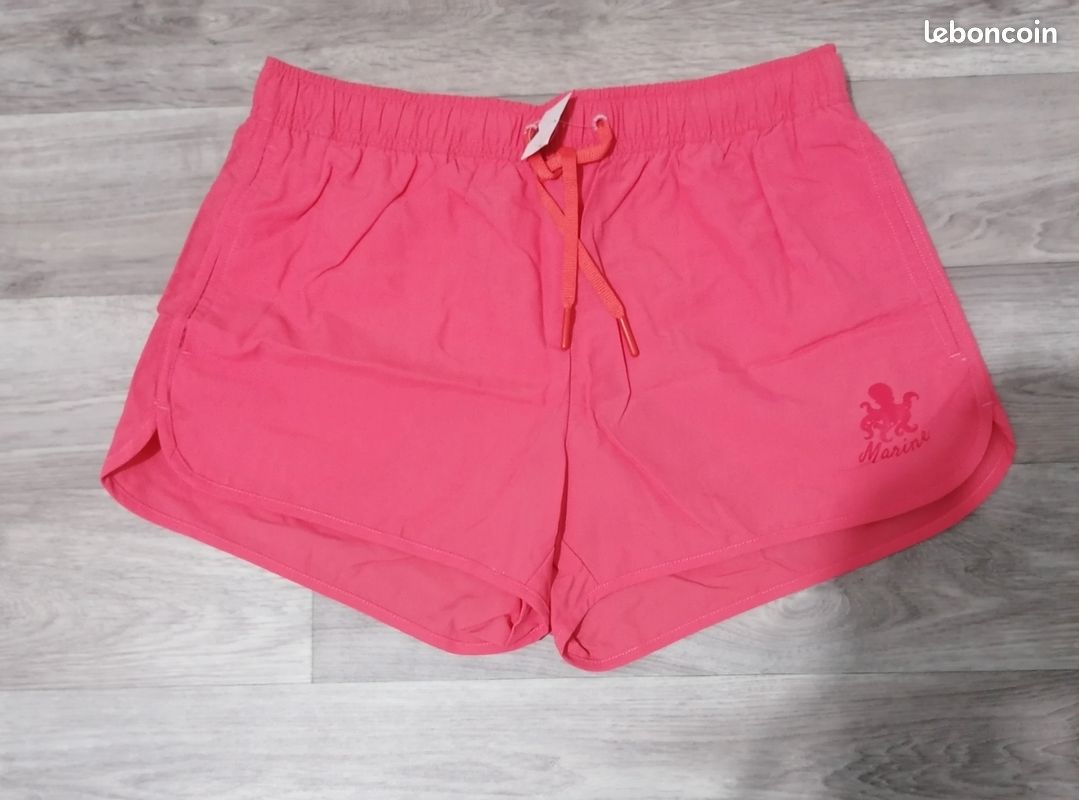 Bermuda femme casual chic en coton stretch rose - Paris