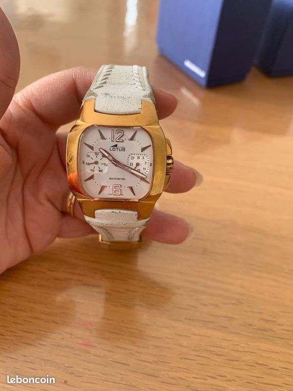Montre lotus étanche cuir blanc femme (image 2)