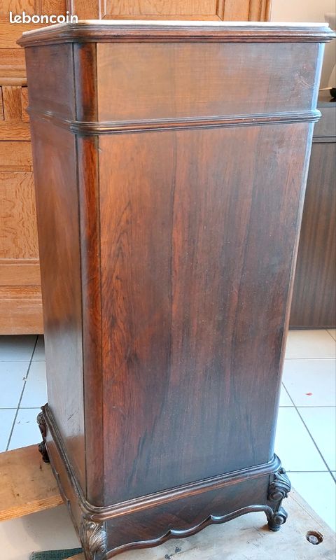 Commode vintage bois massif et plaque marbre (image 3)