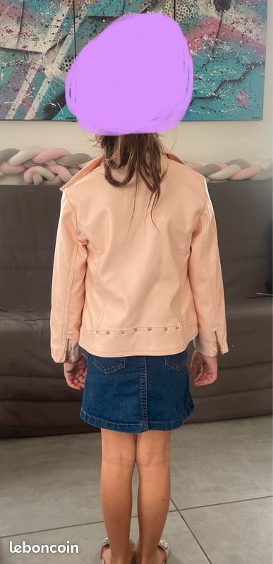 Veste type perfecto enfant 4 ans rose (image 3)