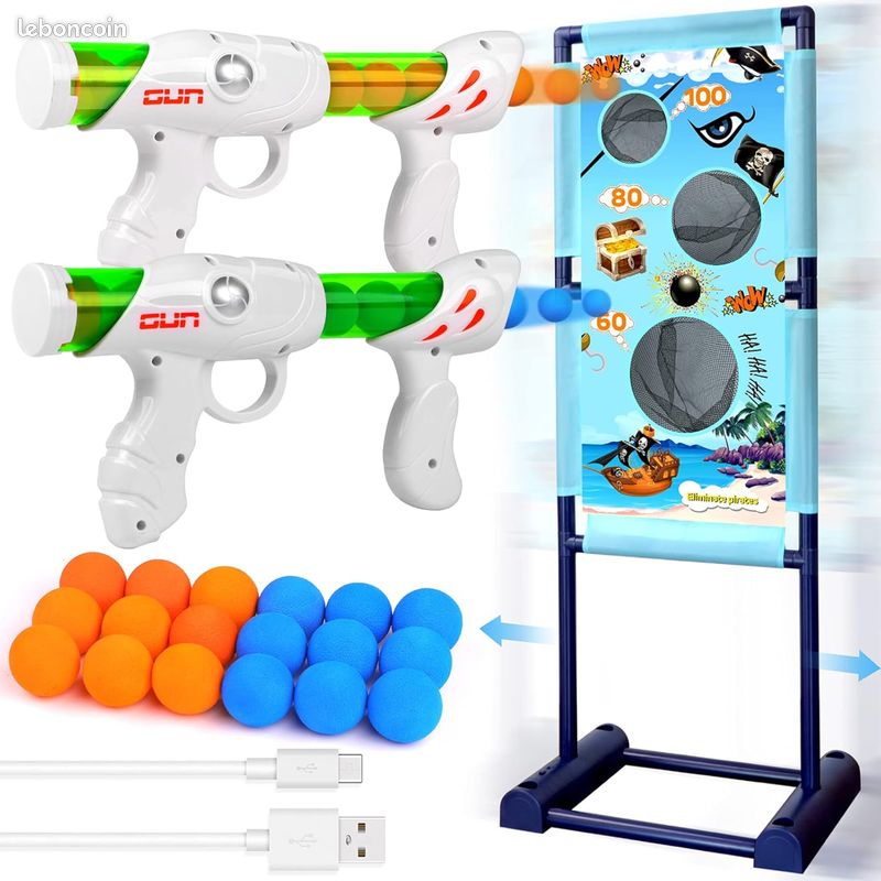 Jouet de tir de Dinosaures pour Enfants, Jeu de Tir sur Cible Mobile avec spray 2 pistolets Airsoft et 24 balles souples Envoyer Halloween Jouet de tir de Dinosaures pour Enfants, Jeu de Tir sur Cible Mobile avec spray 2 pistolets Airsoft et 24 balles souples Envoyer Halloween