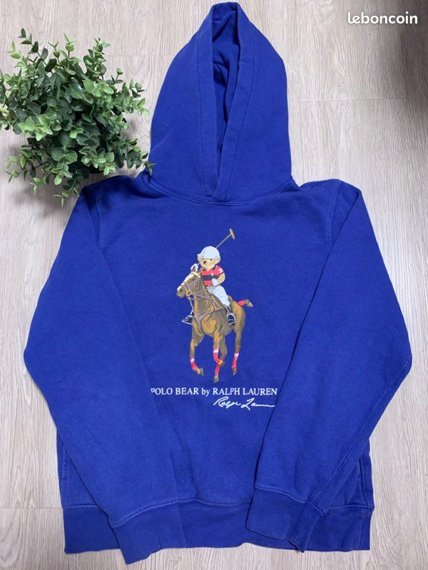 Pull à capuche Ralph Lauren bleu marine collection bear enfant 14 - Main Image