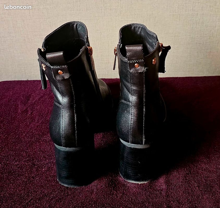 Bottine noir en cuir Carmela (image 4)