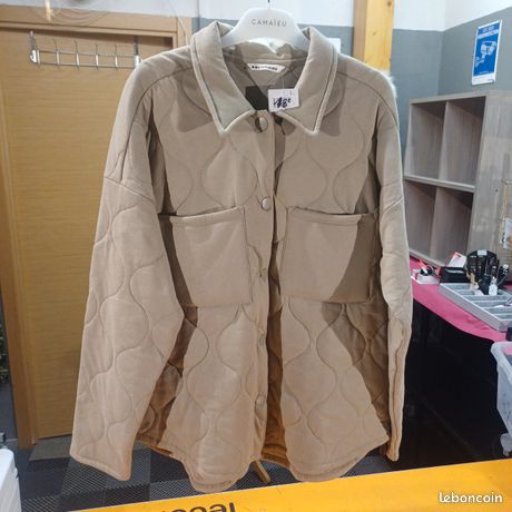 Veste beige bi-matière matelassée