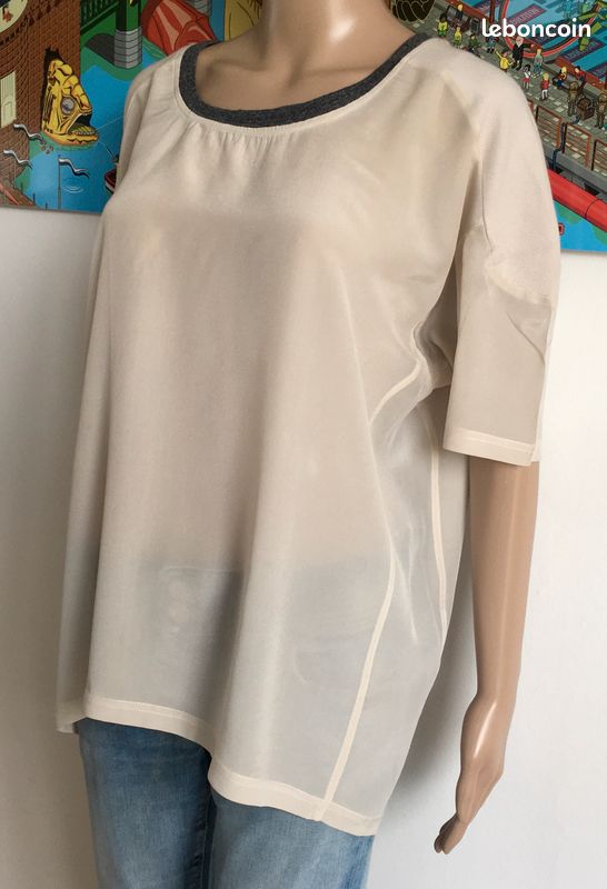 Top Iro crème et gris anthracite - Taille M (image 3)