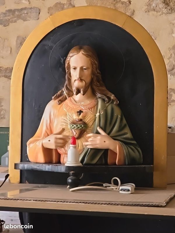 Buste Jesus sacré cœur vintage 1950 Italie (image 8)
