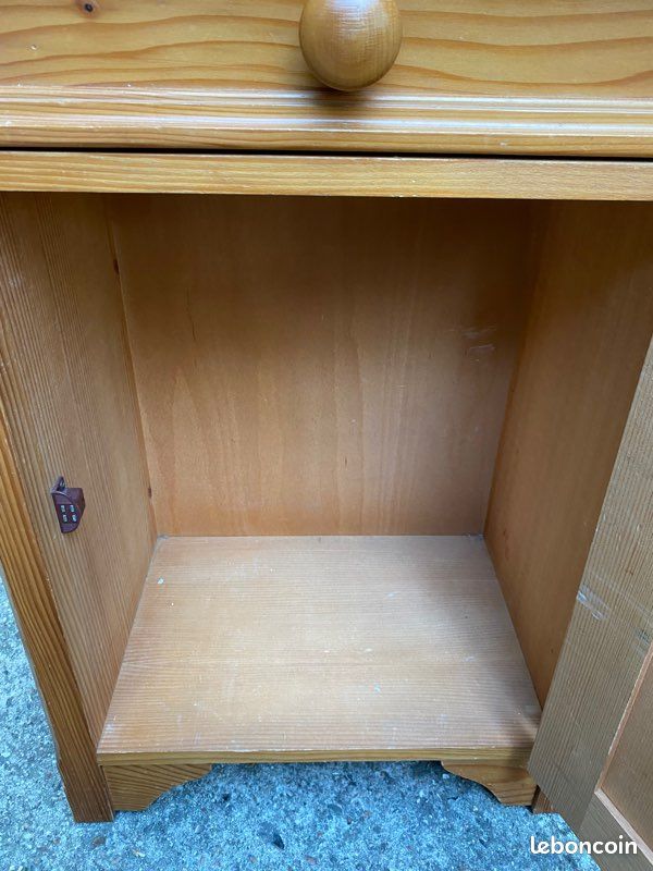Table de chevet bois tiroir + placard (image 6)