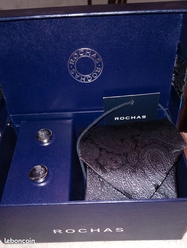 Coffret Cravate Et Boutons De Manchette Montana En Soie Grise, Style Chic, Neuf Sans étiquette - Livraison Possible