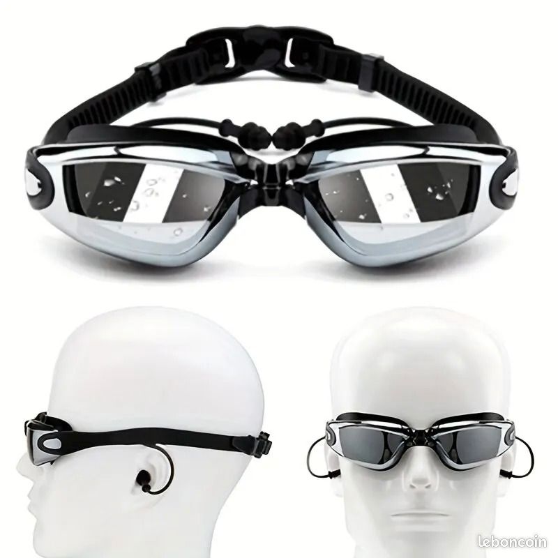 Lunettes De Natation Guzack Adultes Enfants - Verre Miroir Anti-UV + Pince-Nez + Bouchons