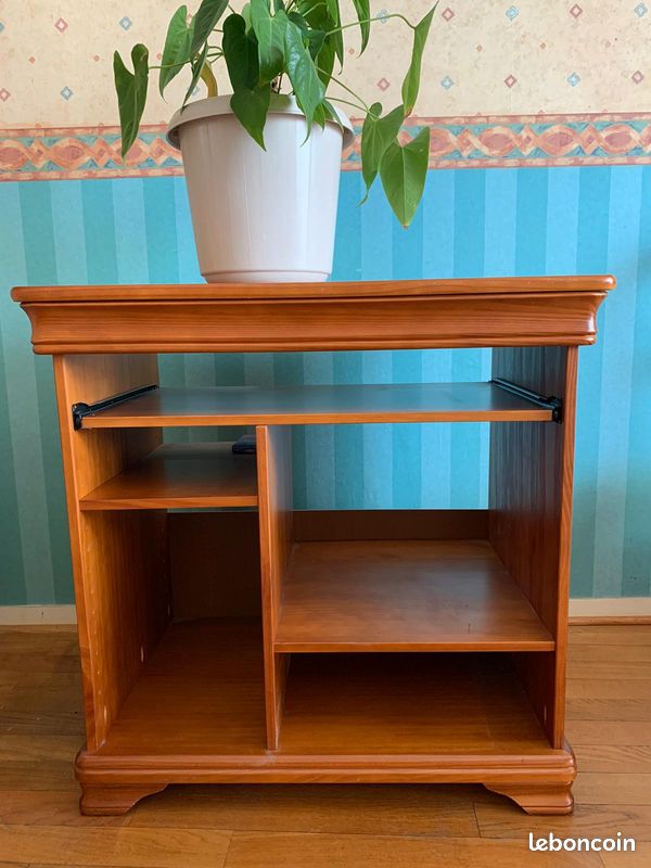 Meuble en bois merisier pour TV, bureau ou musique style Louis Philippe (image 1)